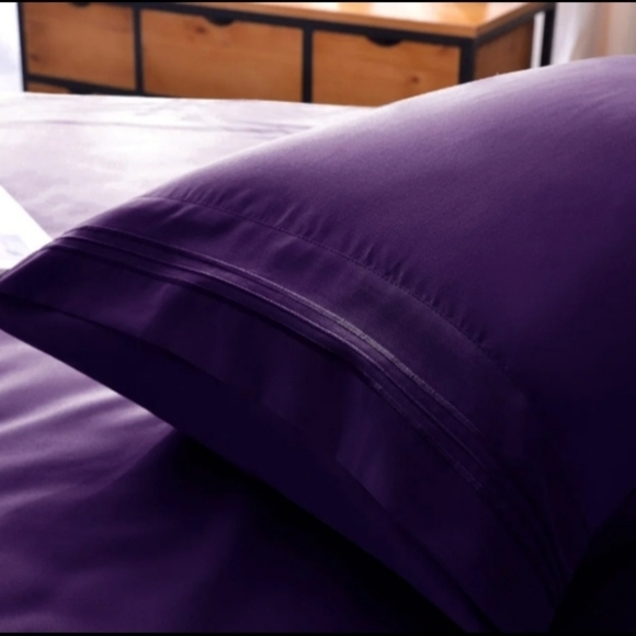 6 PCS Ultra Soft Cool Bamboo Sheet Set - King- Purple - Picture 6 of 12
